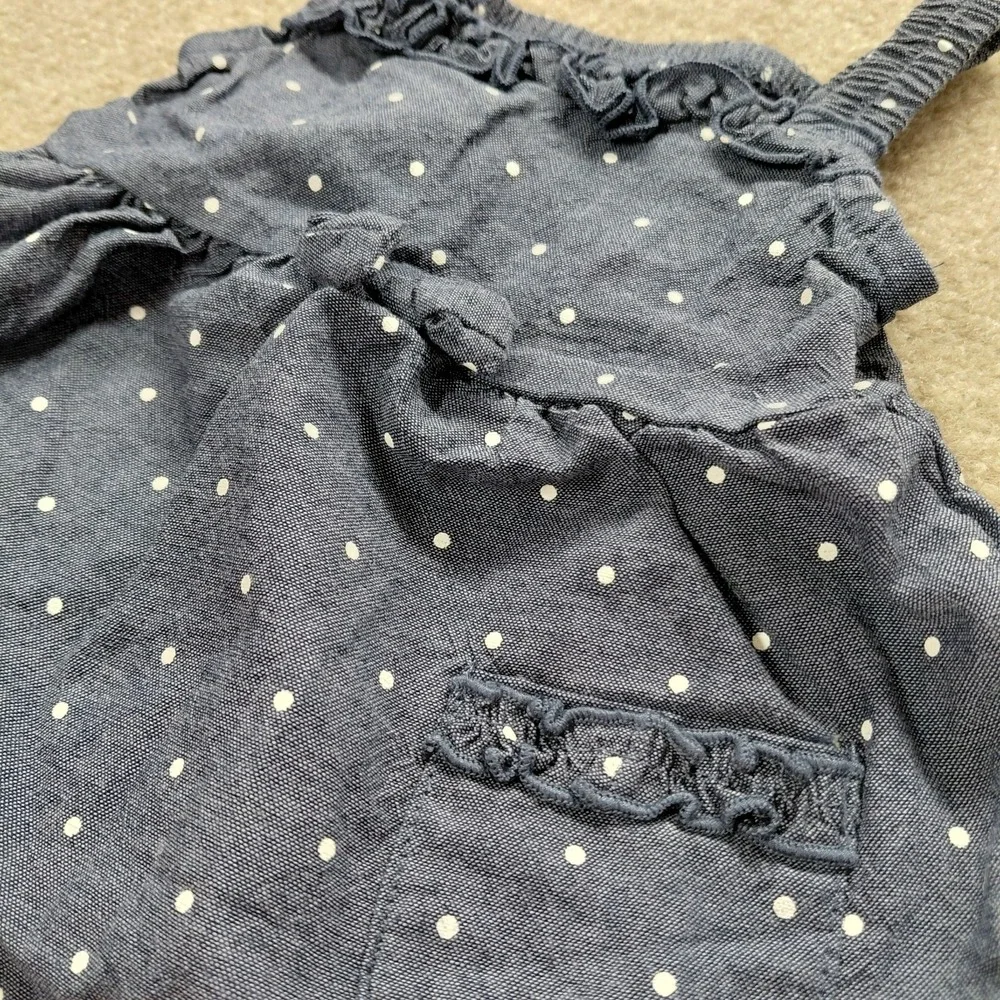 3 Pc Healthtex Baby Baby Girl Chambray Polka Dot Outfit Dress Diaper Cover 0-3 M